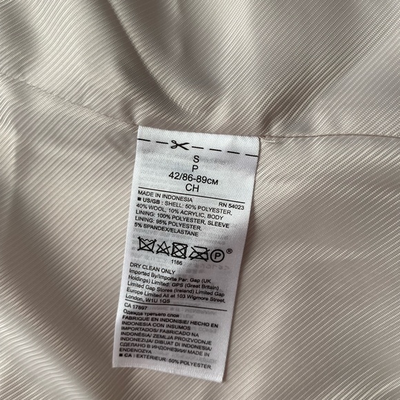 BANANA REPUBLIC Cream Color Wool Moto Jacket | Size Small - Picture 9 of 11